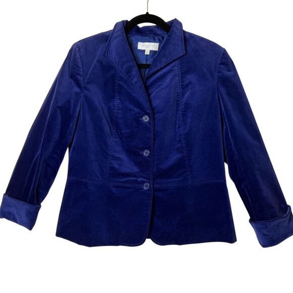 Talbots Royal Blue Cotton Velvet Blazer Sz 12P Retro, Preppy, Classic - Picture 1 of 10